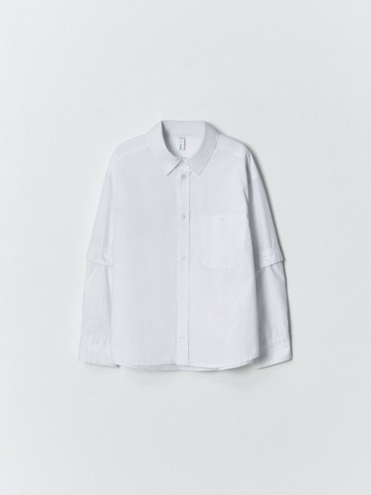 школьная рубашка с отстегивающимися рукавами для мальчиков из россии вид сбоку