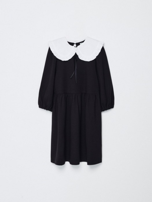 школьное платье с нарядным воротником для девочек из хлопка спереди