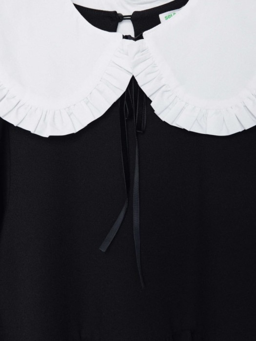 школьное платье с нарядным воротником для девочек универсального стиля с лицевой стороны