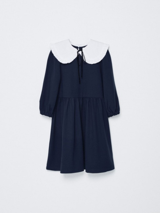 школьное платье с нарядным воротником для девочек универсального стиля с лицевой стороны