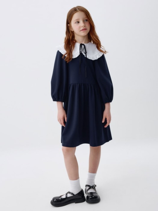 школьное платье с нарядным воротником для девочек для детского возраста с изнаночной стороны