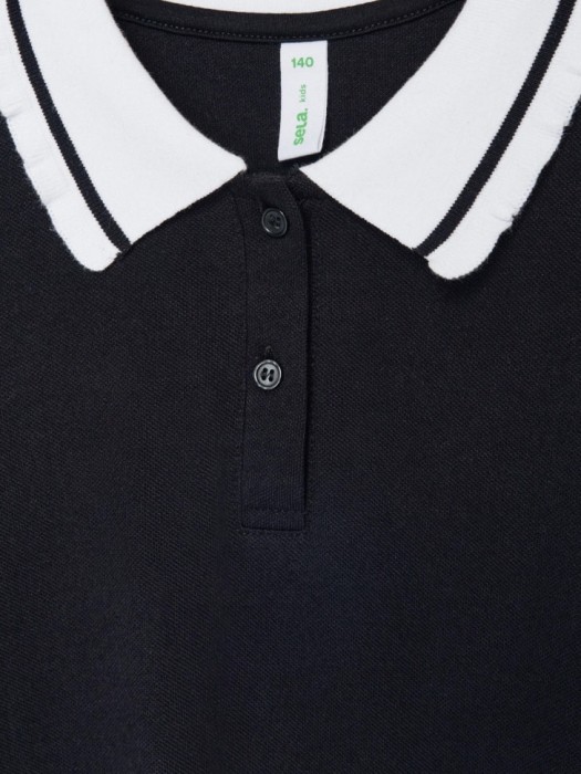 школьное платье с воротником для девочек из хлопка спереди