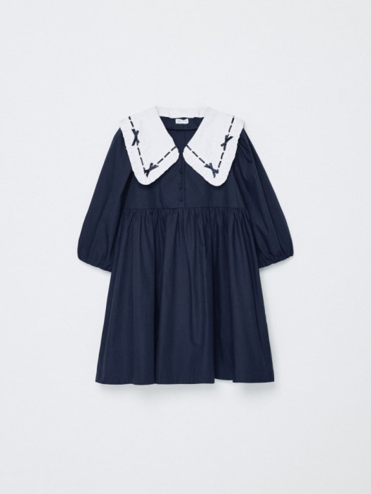 школьное платье с воротником для девочек из хлопка спереди