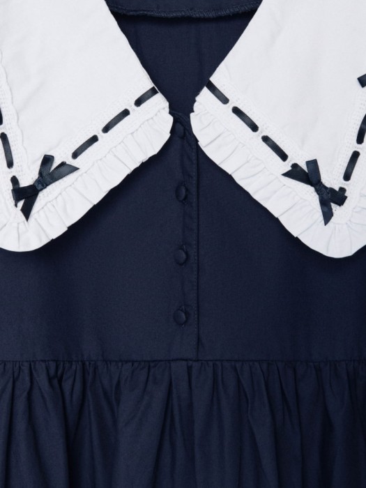 школьное платье с воротником для девочек универсального стиля с лицевой стороны