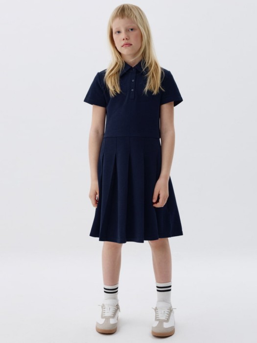 школьное платье с юбкой в складку для девочек из россии вид сбоку