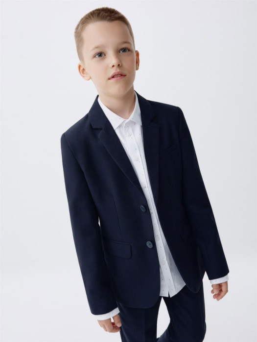 школьный пиджак slim fit из фактурной ткани для мальчиков 4680798093789 фотография