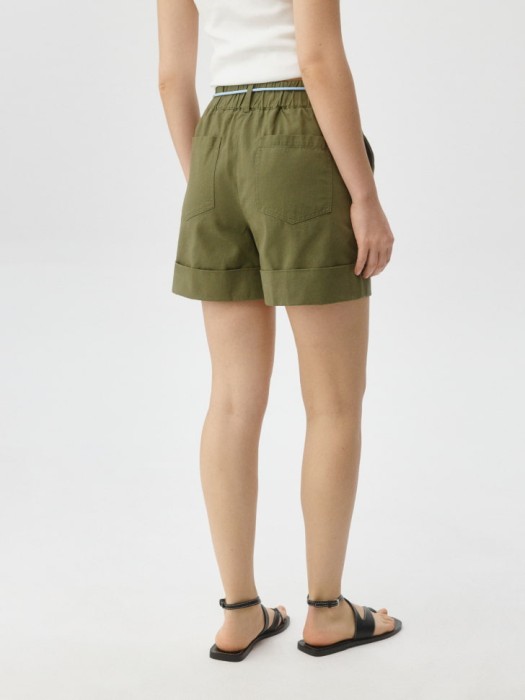 шорты из хлопка с контрастным поясом из россии вид сбоку