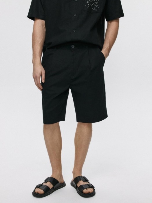 шорты из смесового льна от бренда sela вид слева