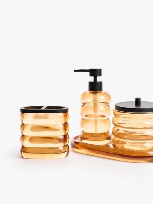 стакан для зубных щеток из стекла от бренда sela вид слева