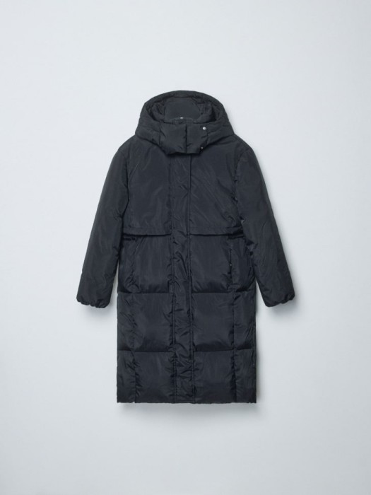 стеганое пальто с капюшоном из китайской крапивы спереди
