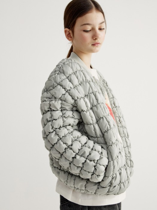 стеганый бомбер оверсайз из тафты для девочек 4610517188304 фотография