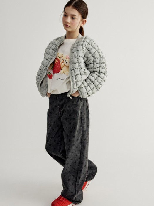 стеганый бомбер оверсайз из тафты для девочек от бренда sela вид слева