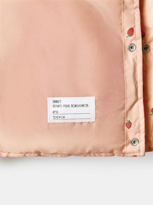 стеганый дутый жилет с принтом для девочек универсального стиля с лицевой стороны