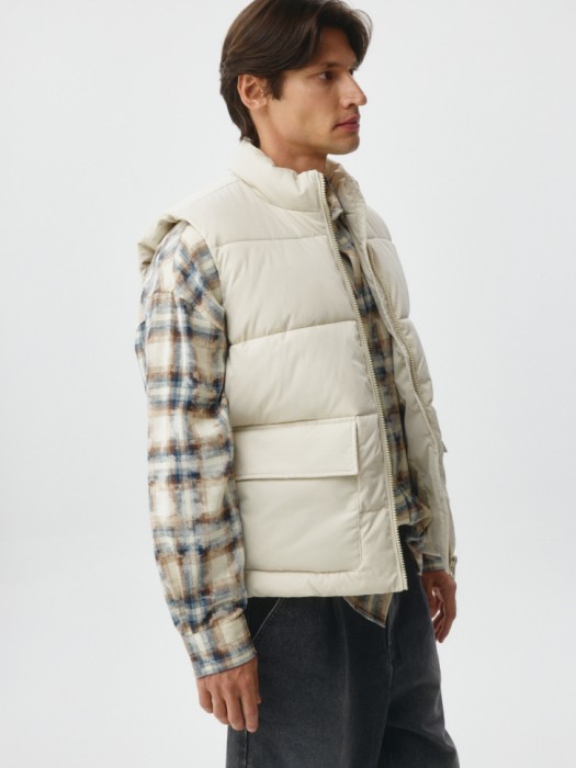 стеганый жилет из твила универсального стиля с лицевой стороны