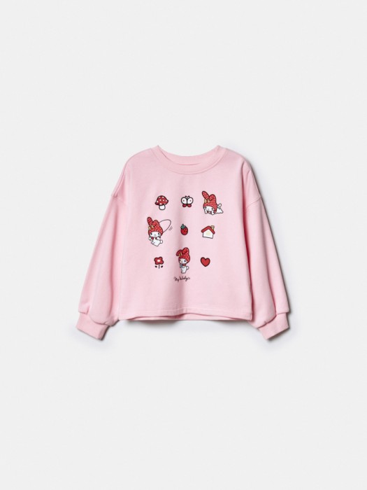 свитшот оверсайз с принтом hello kitty my melody для девочек по цене 1699 руб вид справа