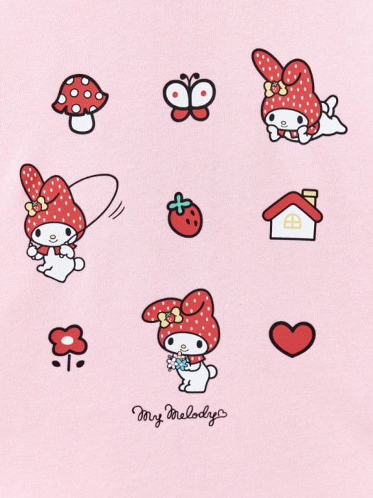 свитшот оверсайз с принтом hello kitty my melody для девочек из хлопка спереди