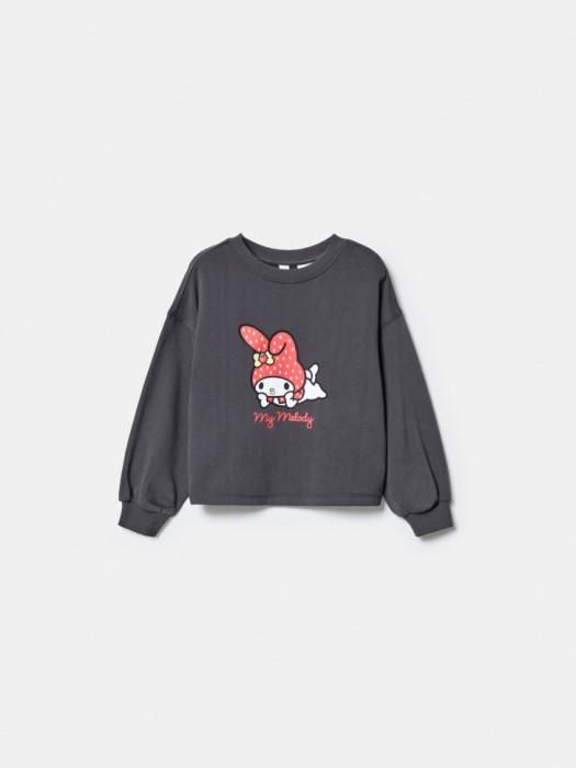 свитшот оверсайз с принтом hello kitty my melody для девочек по цене 1699 руб вид справа