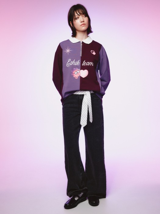 свитшот-поло на молнии  young x смешарики от бренда sela вид слева