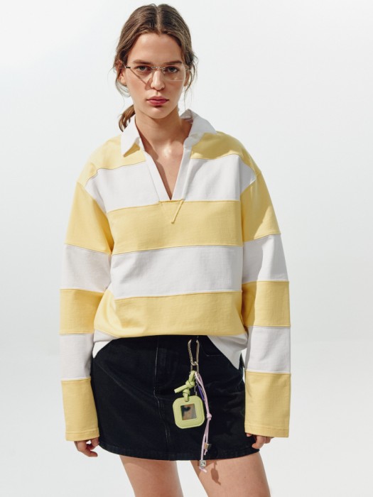 свитшот-поло оверсайз в полоску из линейки  young 4610517868480 фотография