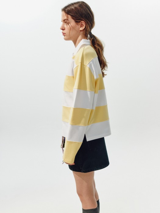 свитшот-поло оверсайз в полоску из линейки  young из россии вид сбоку