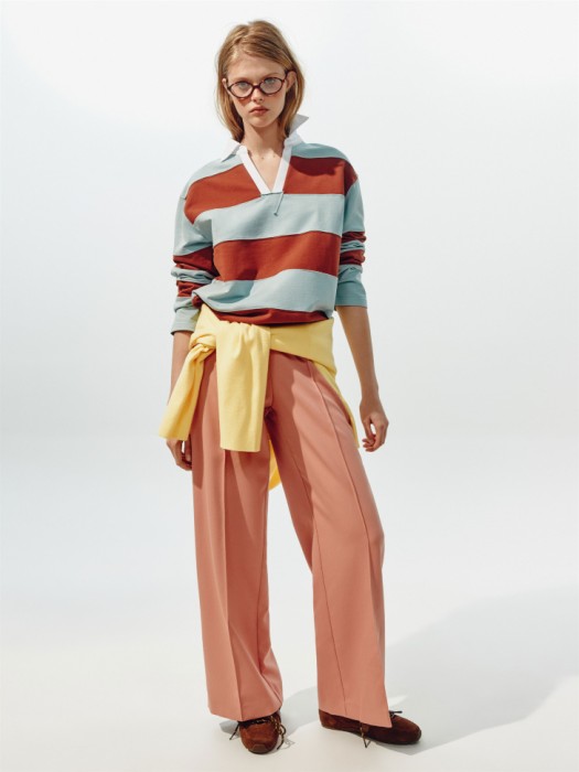 свитшот-поло оверсайз в полоску из линейки  young из футера спереди