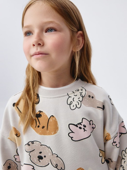 свитшот с принтом для девочек универсального стиля с лицевой стороны