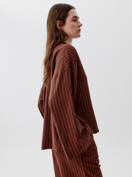 свободная рубашка из смесового льна из россии вид сбоку