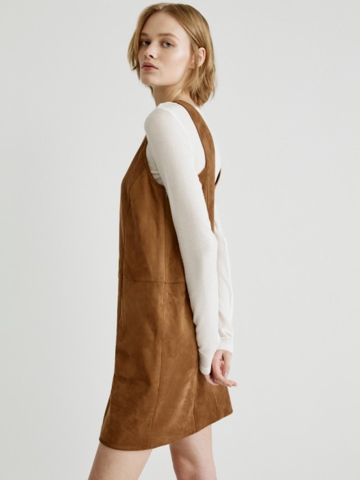 свободное платье из искусственной замши из замши спереди