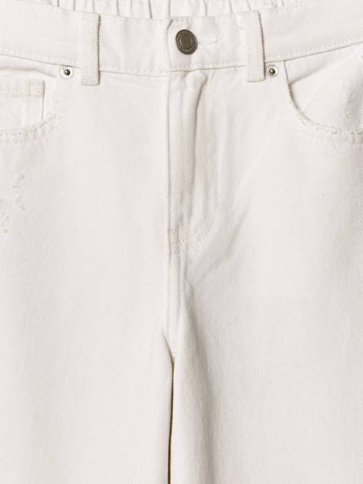 свободные джинсы с потертостями для девочек из хлопка спереди