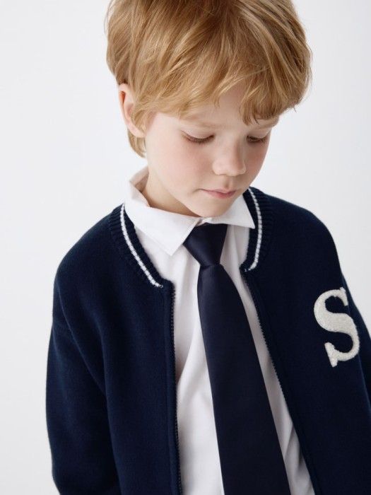 темно-синий галстук детский от бренда sela вид слева
