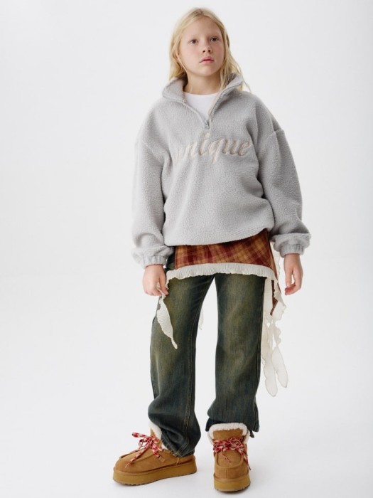 толстовка из искусственного меха для девочек от бренда sela вид слева