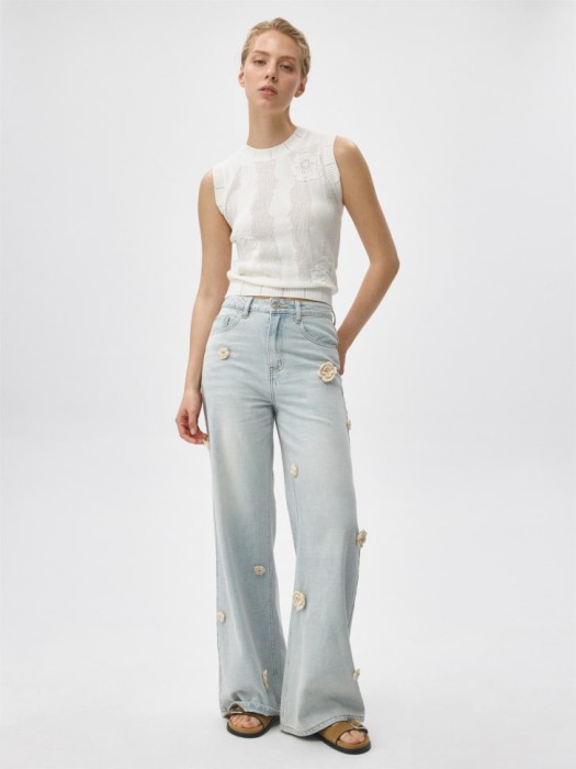 топ кроше из хлопка от бренда sela вид слева