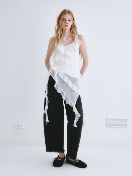 топ шифоновый с воланами из линейки  young от бренда sela вид слева