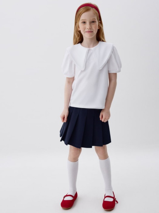 трикотажная блузка с рукавами-фонариками для девочек от бренда sela вид слева