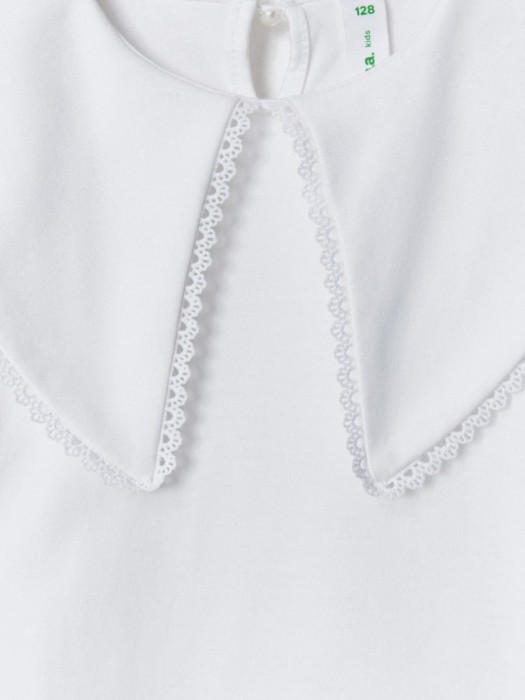 трикотажная блузка с рукавами-фонариками для девочек из хлопка спереди