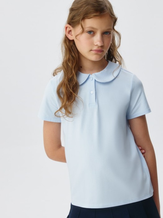 трикотажная футболка с воротником для девочек 4680798249674 фотография