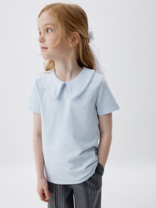 трикотажная футболка с воротником для девочек 4680704861488 фотография