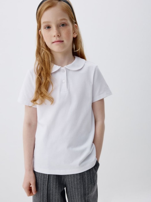 трикотажная футболка с воротником для девочек 4680798249605 фотография