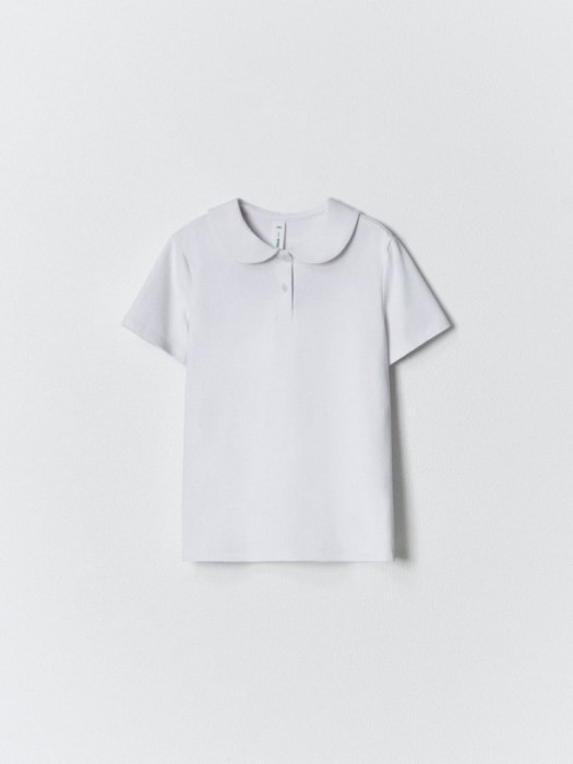 трикотажная футболка с воротником для девочек из россии вид сбоку