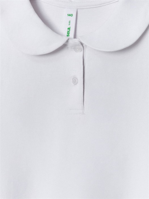 трикотажная футболка с воротником для девочек из хлопка спереди