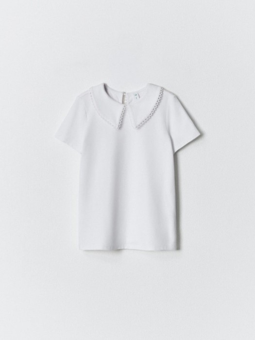 трикотажная футболка с воротником для девочек из россии вид сбоку