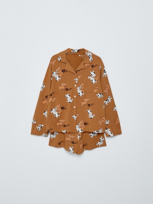 трикотажная пижама с принтом для девочек по цене 1699 руб вид справа