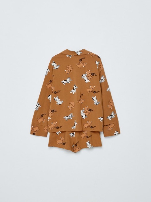 трикотажная пижама с принтом для девочек из россии вид сбоку