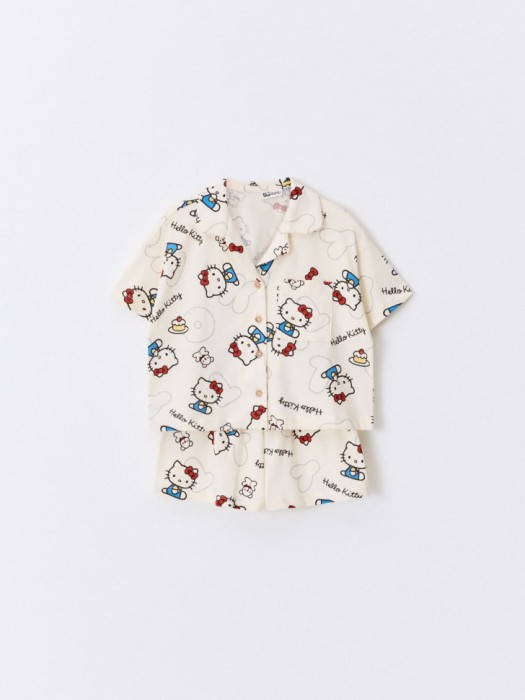 трикотажная пижама с принтом hello kitty для девочек по цене 599 руб вид справа