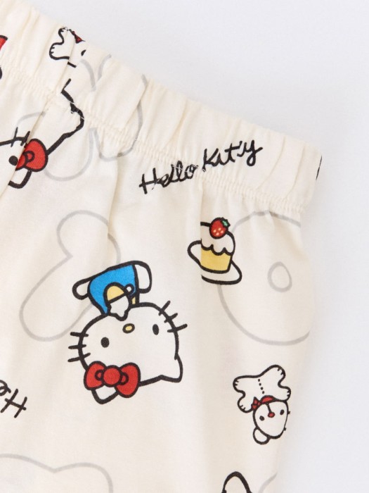 трикотажная пижама с принтом hello kitty для девочек из хлопка спереди
