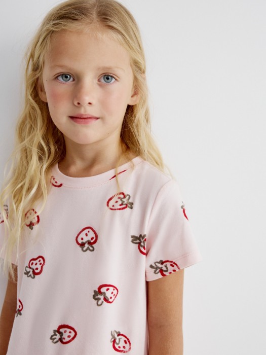 трикотажное платье с принтом для девочек по цене 899 руб вид справа