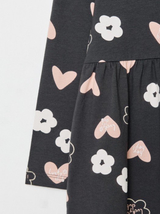 трикотажное платье с принтом для девочек по цене 999 руб вид справа