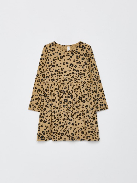 трикотажное платье с принтом для девочек из россии вид сбоку