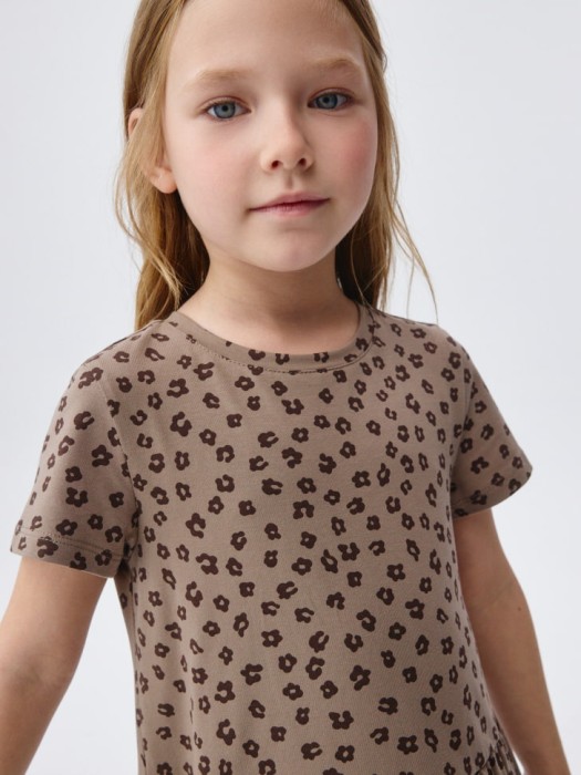 трикотажное платье с принтом для девочек по цене 599 руб вид справа