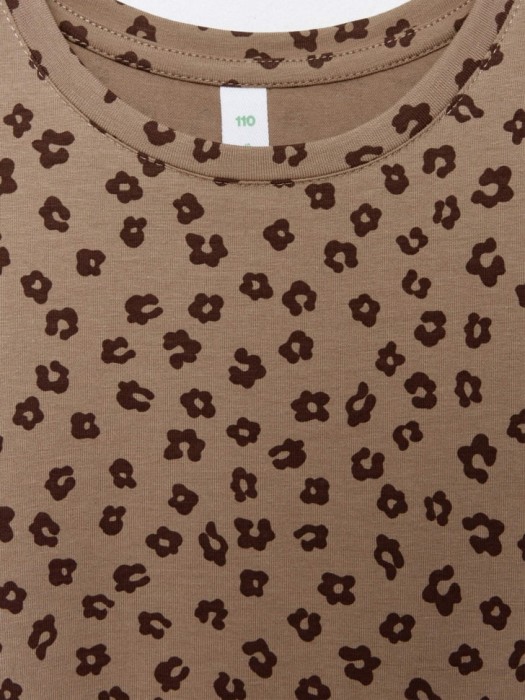 трикотажное платье с принтом для девочек из хлопка спереди